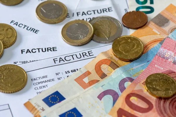 Francia Számlák Facture Eurokészpénzzel — Stock Fotó