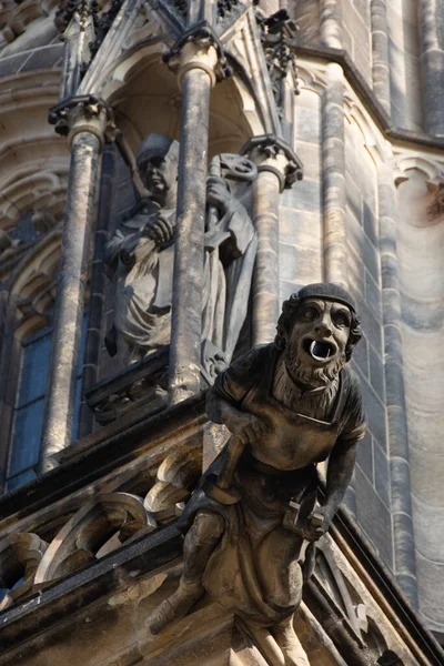 Estatua Fachada Catedral San Vito Praga República Checa — Foto de Stock