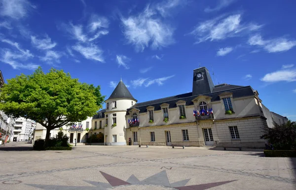 Mairie Clamart France Avec Drapeaux Français Européens Beau Ciel Bleu — Photo