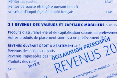 Fransa 'nın önceden doldurulmuş gelir vergisi iadesi sermaye ve menkul kıymetlerden elde edilen gelirle ilgili sayfası