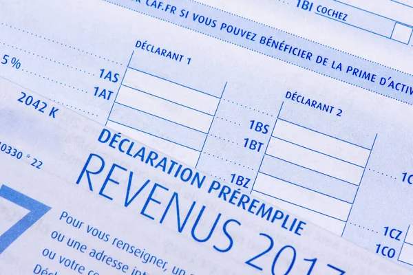 Formulário Francês Declaração Imposto Sobre Rendimento Pré Preenchido — Fotografia de Stock