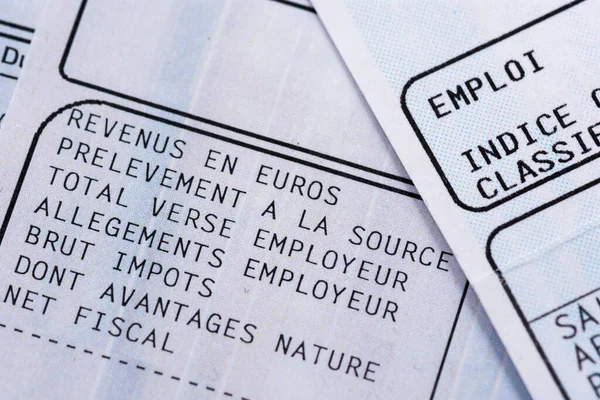 Francuska Lista Płac Odliczeniem Podatku Dochodowego — Zdjęcie stockowe