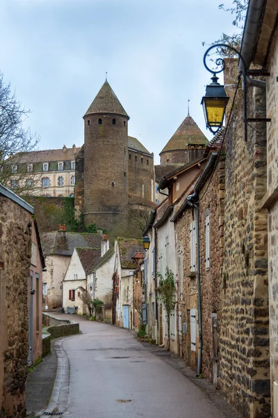 Old Street Medieval City Semur Auxois Burgundy France — Stock Photo, Image