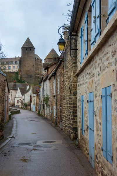 Old Street Medieval City Semur Auxois Burgundy France — Stock Photo, Image