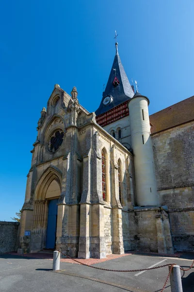 Buitenaanzicht Van Saint Sauveur Kerk Geklasseerd Als Historisch Monument Beaumont — Stockfoto