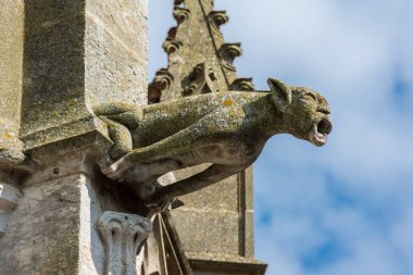Saint-Pierre Kilisesi 'nin ön cephesinde Gargoyle, Gotik stilin tarihi anıtı, Dreux, Fransa