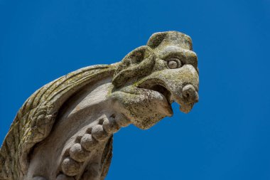 Saint-Pierre Kilisesi 'nin ön cephesinde Gargoyle, Gotik stilin tarihi anıtı, Dreux, Fransa