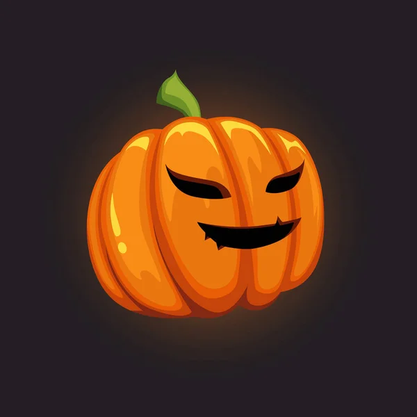 Citrouille Halloween Avec Sourire Visage Sur Fond Sombre Illustration Vectorielle — Image vectorielle