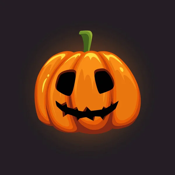 Halloween Kürbis Mit Lächeln Gesicht Auf Dunklem Hintergrund Vektorillustration — Stockvektor