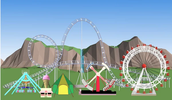 Amusement Park Vector White Background — Stock Vector