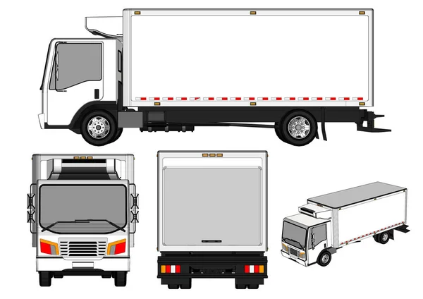 Beyaz arkaplanda kamyon ve otobüs seti