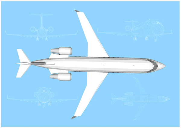 Літак Небі Хмарами — стоковий вектор