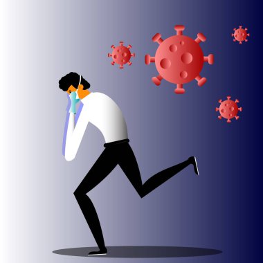 Vektör illüstrasyonu, Corona virüsünden kaçın