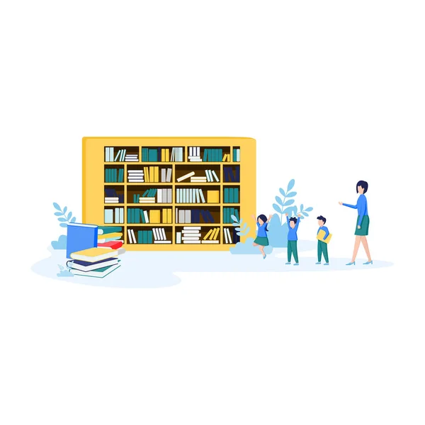 Ilustracja Wektora Nauczanie Dzieci Nabywania Wiedzy Książek — Wektor stockowy