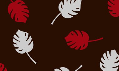 Koyu kahverengi, kırmızı vektör karalama desenli yapraklar. Renkli çizimler ve karalama tarzında yapraklar. Ağ ve ambalaj için tasarım.