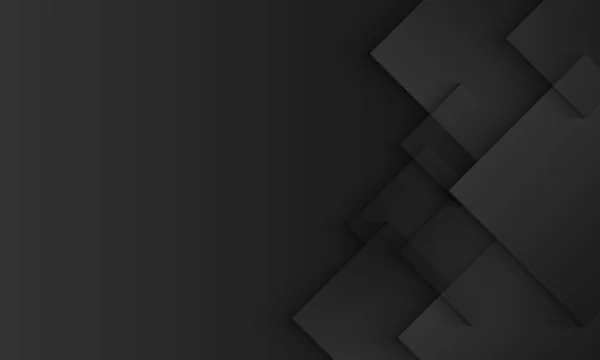 黑色和灰色背景与几何正方形重叠和阴影纸风格 为你的横幅网站设计 — 图库矢量图片