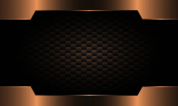 Koyu altıgen arka planda bronz metalik çerçeve. Web sitesi için modern tasarım.