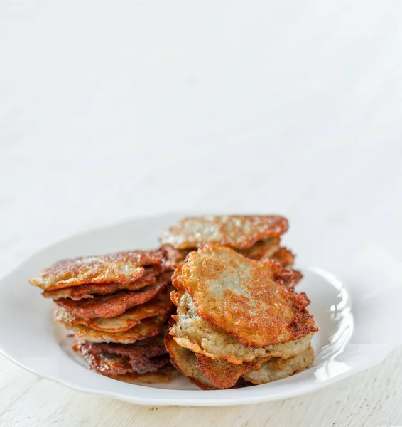 Fresh Homemade Potato Pancakes Plate Close Copy Space Stock Image