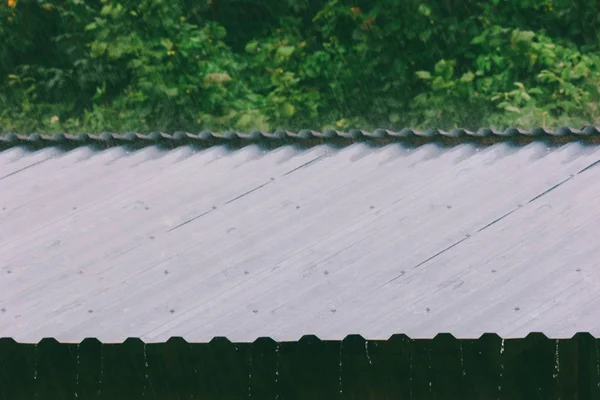 Raindrops Metal Roof Summer Day — Stock Photo, Image