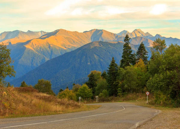 Autumn Natural Landscape Old Road Mountains — Stock Photo, Image