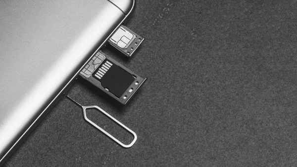 Mobiele Telefoon Open Slots Voor Nano Sim Kaarten Micro Aandrijving — Stockfoto