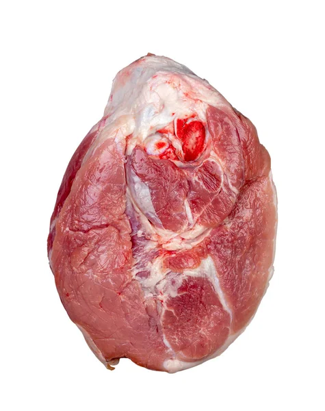Kawałek Surowy Wieprzowina Zbliżenie Mięso Białym Tle Białym Tle Widok — Zdjęcie stockowe