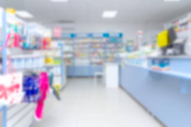 mağaza, eczane, minimarket ile bulanık arka plan