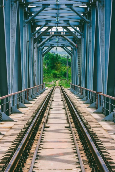 Paysage Industriel Avec Pont Ferroviaire Jour Printemps Été — Photo