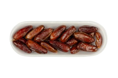 Beyaz arka plan yakın çekim, üstten görünüm izole beyaz strafor ambalaj kurutulmuş tarihleri