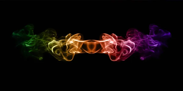 Fumaça Multicolorida Isolado Fundo Preto Perto — Fotografia de Stock