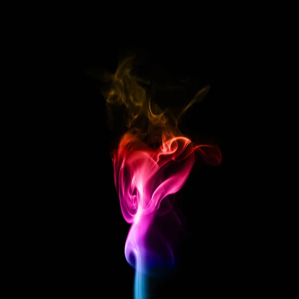 Colorful Plume Smoke Isolated Black Background Closeup — Stock Photo, Image