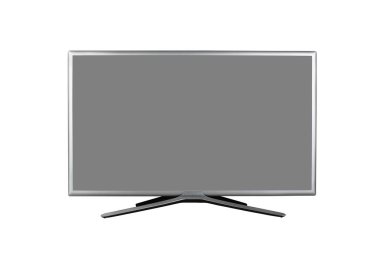 beyaz arkaplanda gri ekranlı 4k monitörünü ya da TV 'yi görüntüle