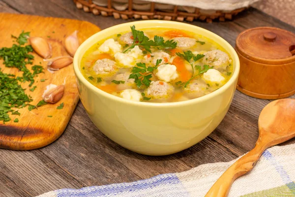 Soup Meatballs Dumplings Closeup — Stock Photo, Image