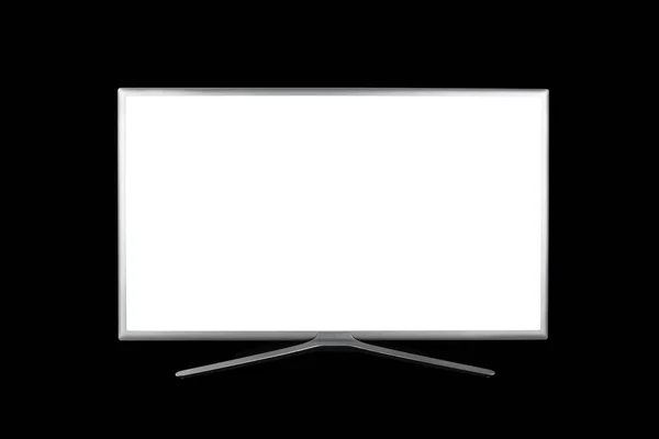 模拟4K Uhd监视器或电视 白色屏幕隔离在黑色背景上 — 图库照片