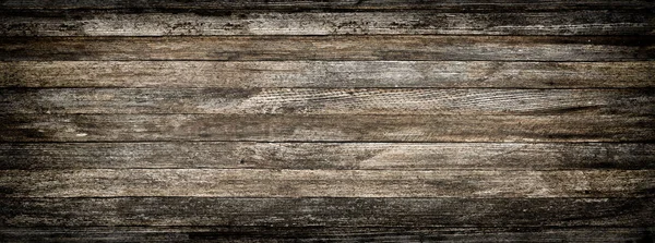 Panoramic Grey Grunge Background Old Wooden Boards Vignette — Stock Photo, Image