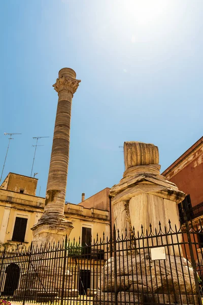 Terminal Kolumner Antika Appia Som Börjar Rom Och Slutar Brindisi — Stockfoto