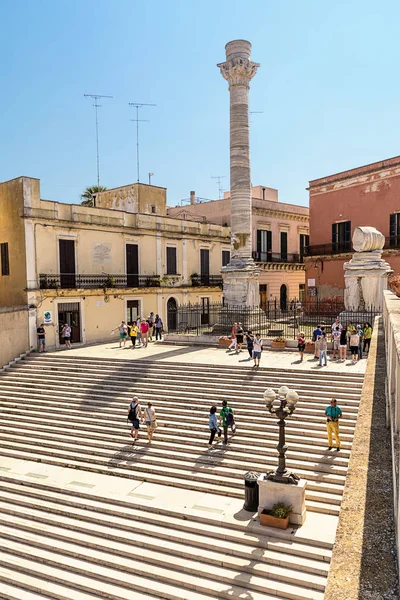 Brindisi Italia Abril 2018 Columnas Terminales Antigua Appia Que Comienza — Foto de Stock