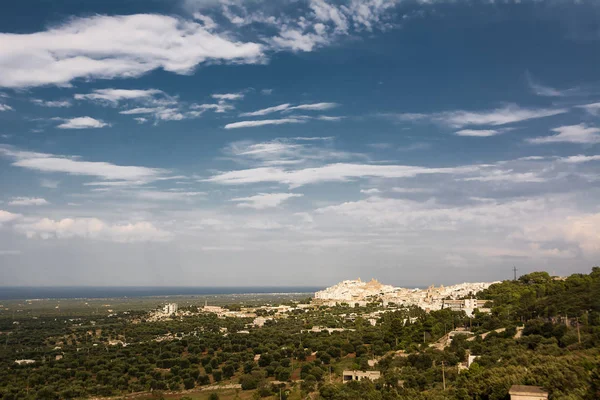 Panorama Města Ostuni Bílé Město Puglia — Stock fotografie