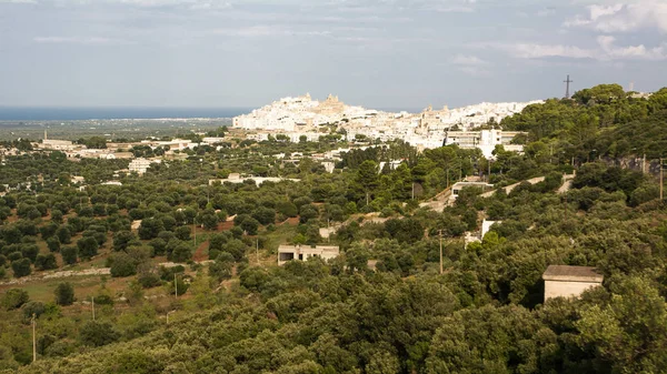 Skyline Von Ostuni Der Weißen Stadt Apuliens — Stockfoto