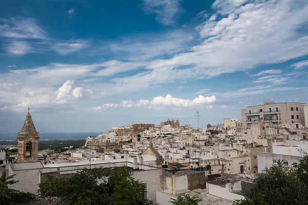 Silhuett Ostuni Den Vita Staden Puglia — Stockfoto