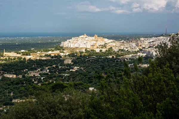 Panoramę Miasta Ostuni Białe Miasto Puglia — Zdjęcie stockowe