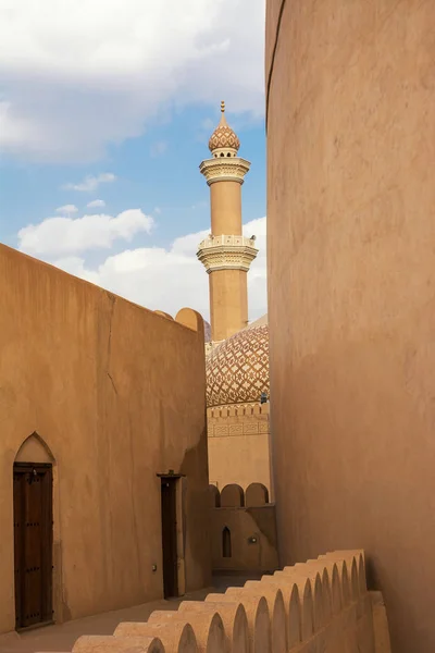Detalle Del Minarete Mezquita Nizwa Visto Desde Interior Del Fuerte — Foto de Stock