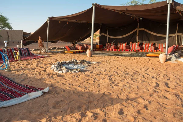 Tente Bédouine Dans Désert Sable Wahiba Matin Oman — Photo