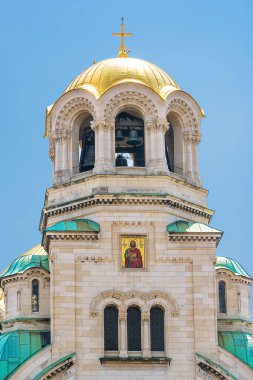 Sofya 'daki St. Alexander Kilisesi' nin çan kulesinin detayları.