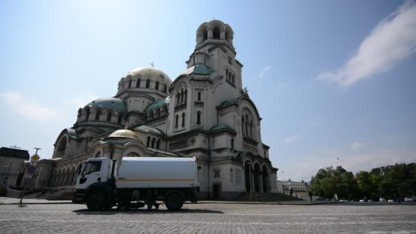 Sofia Bulgarie Juin 2019 Façade Cathédrale Saint Alexandre Sofia Circulation — Video