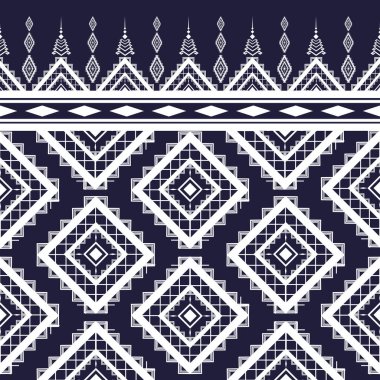 Yerli geometrik soyut etnik model kusursuz. Lacivert Aztek, Kızılderili ve Afrika tekstili. Arkaplan tekstil folklor süsü nakış mavi arkaplan.