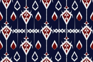 Klasik geometrik soyut Ikat desenleri pürüzsüz. Lacivert Aztek, Kızılderili ve Afrika tekstili. Arkaplan tekstil folklor süsü nakış mavi arkaplan.