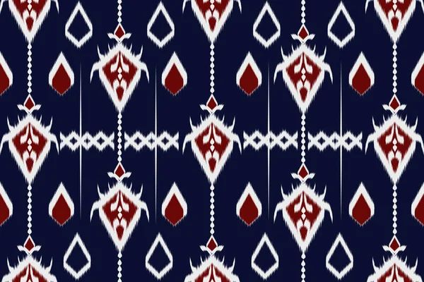 Klasik geometrik soyut Ikat desenleri pürüzsüz. Lacivert Aztek, Kızılderili ve Afrika tekstili. Arkaplan tekstil folklor süsü nakış mavi arkaplan.