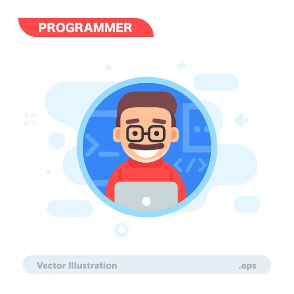 Einfache Flache Grafik Programmierer Code Zeichen Vektor Illustration — Stockvektor