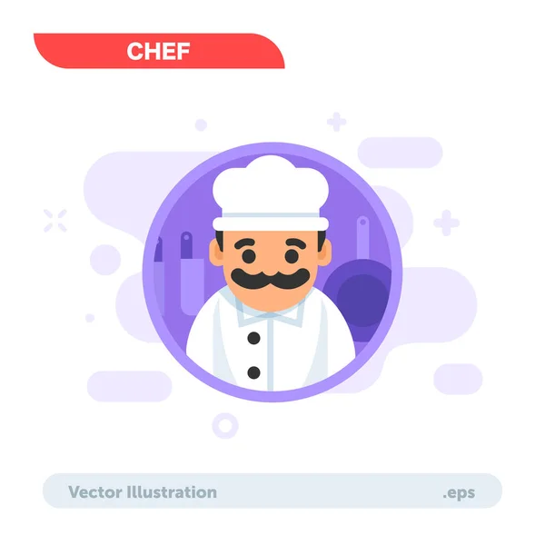 Eenvoudige Platte Grafische Chief Cook Karakter Vector Illustratie — Stockvector